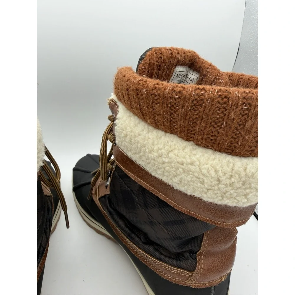 Mishansha Men's Size 9 Winter Snow Boots Faux Fur Brown Black Duck Boots.   1775